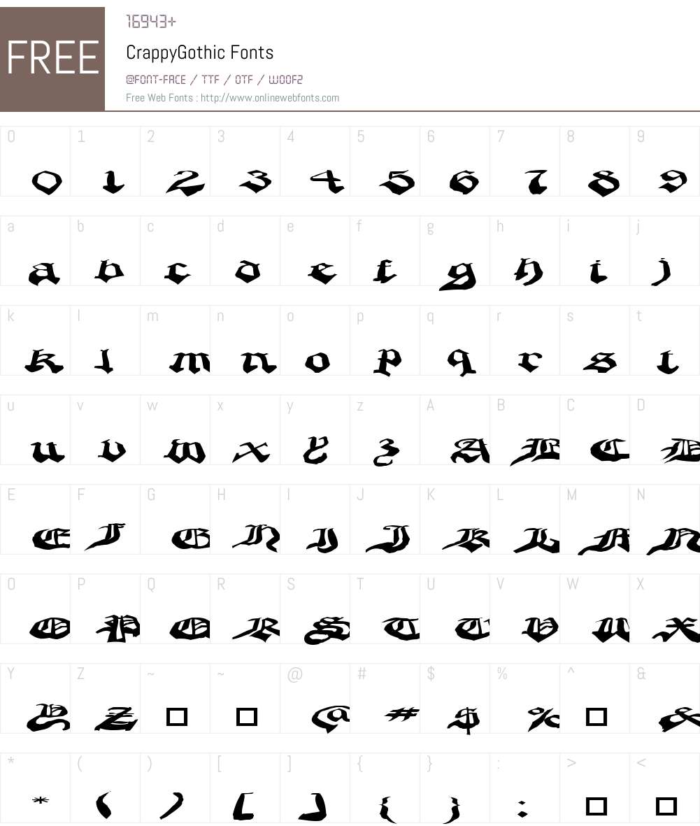 CrappyGothic Font Screenshots