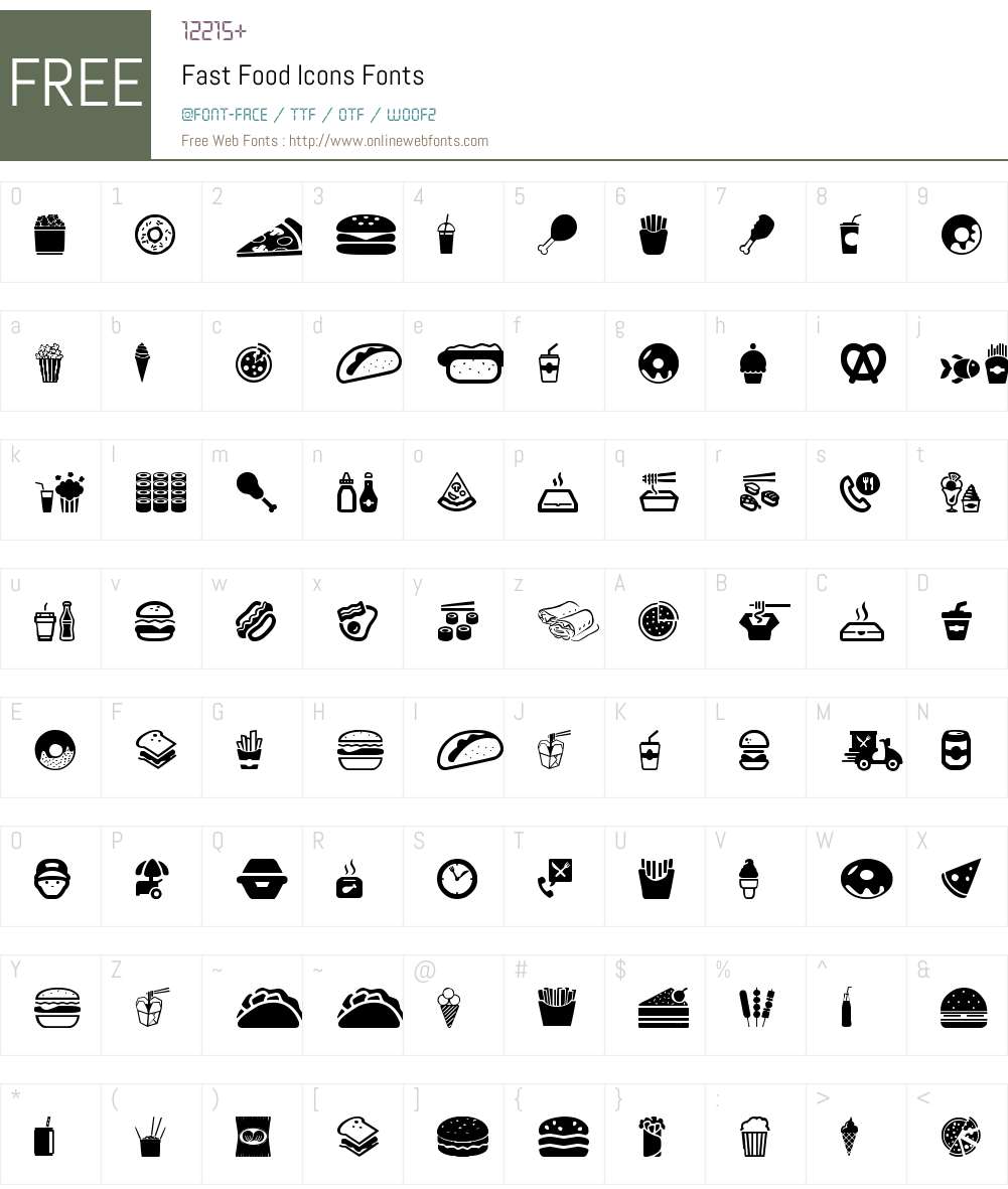 Fast Food Icons 1.00 July 11, 2016, initial release Fonts Free Download ...