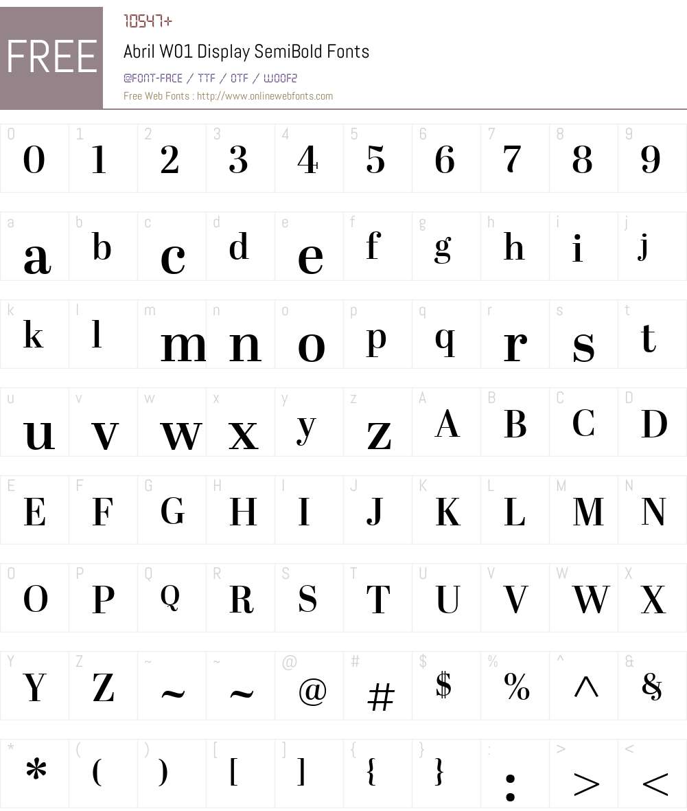 AbrilW01-DisplaySemiBold Font Screenshots