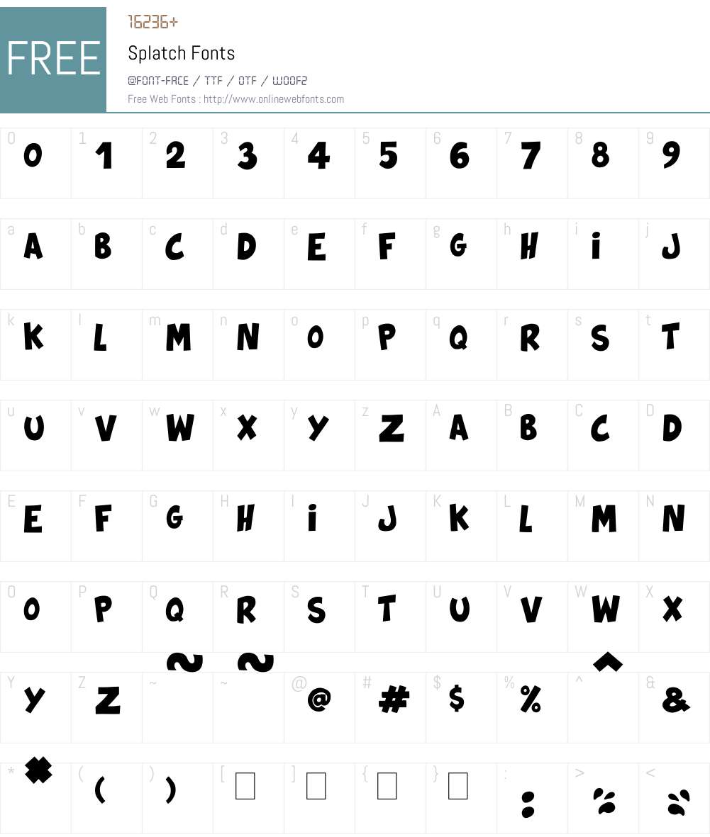 Splatch 1.00 November 27, 2018, initial release Fonts Free Download ...