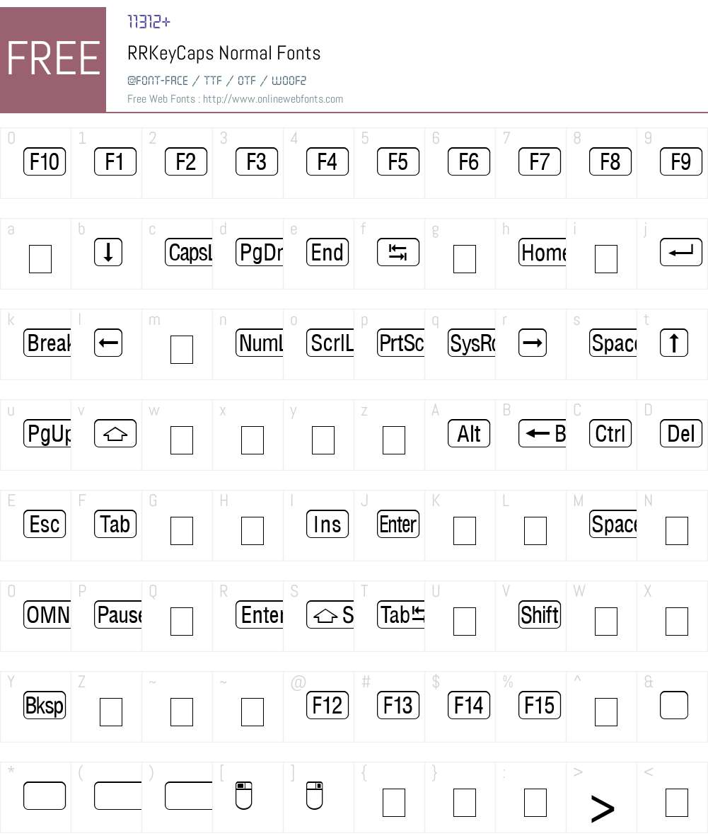RRKeyCaps Font Screenshots