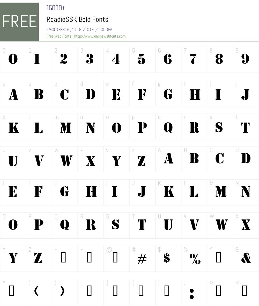 RoadieSSK Font Screenshots