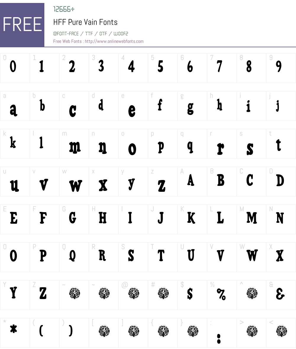 HFF Pure Vain Font Screenshots