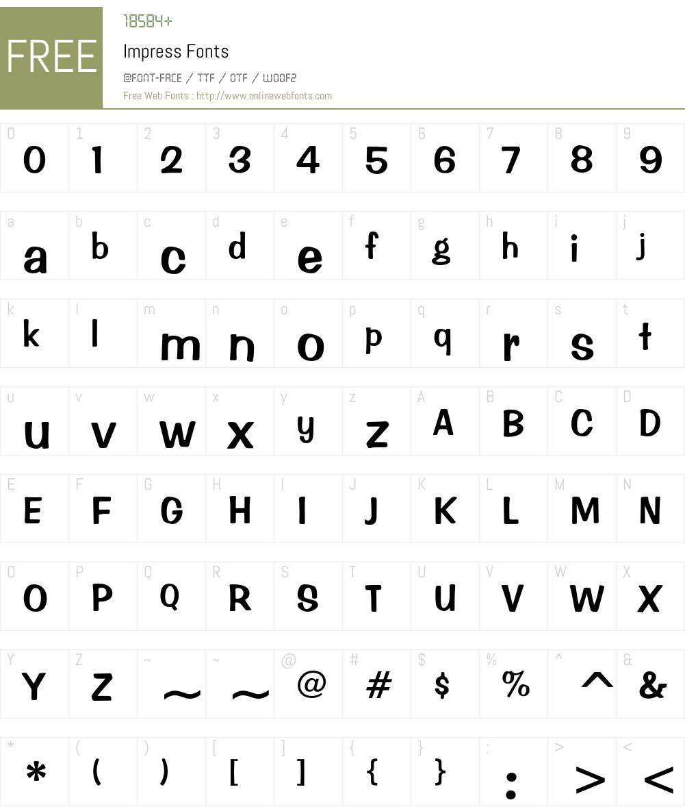 Impress Font Screenshots