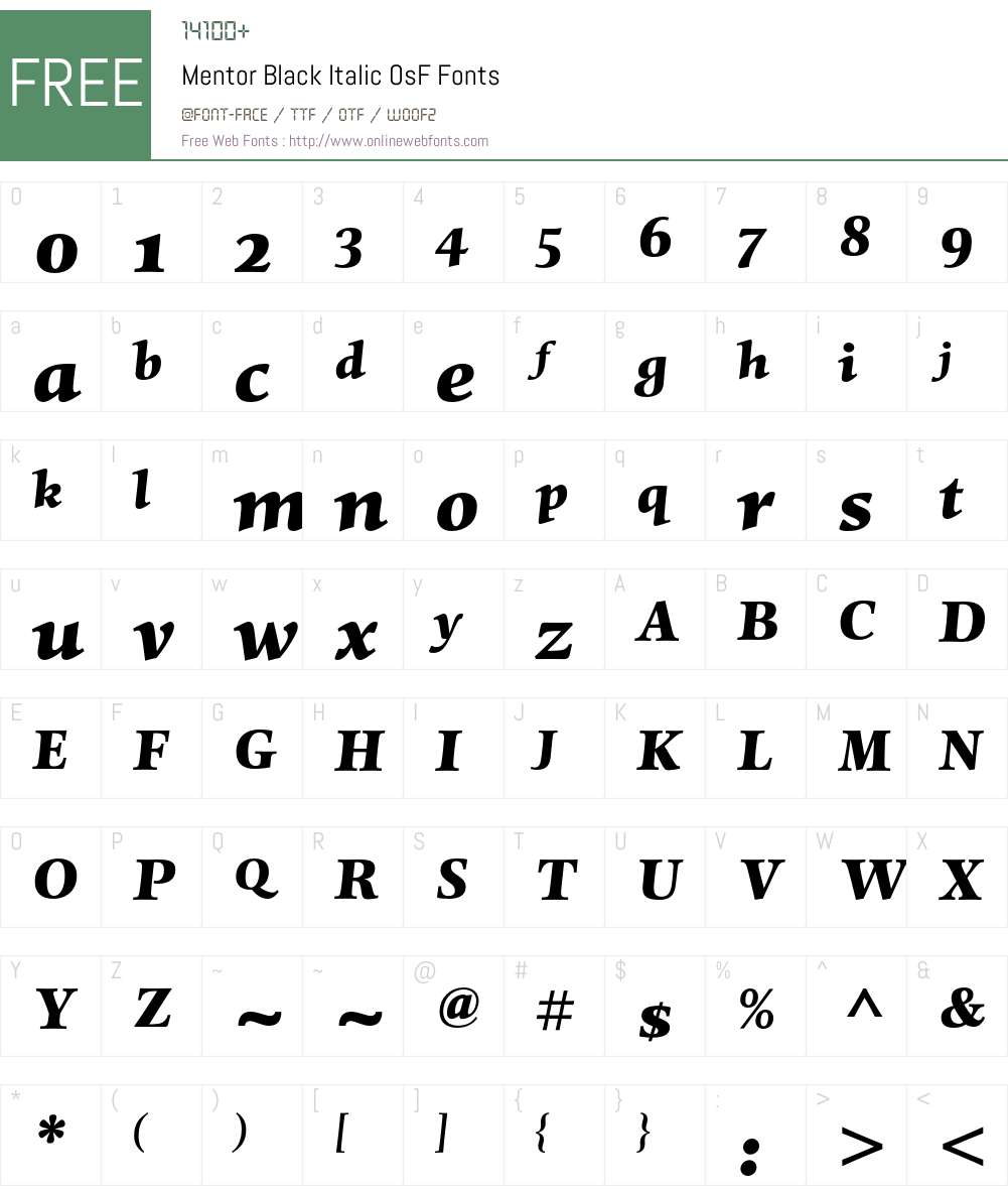 Mentor Font Screenshots