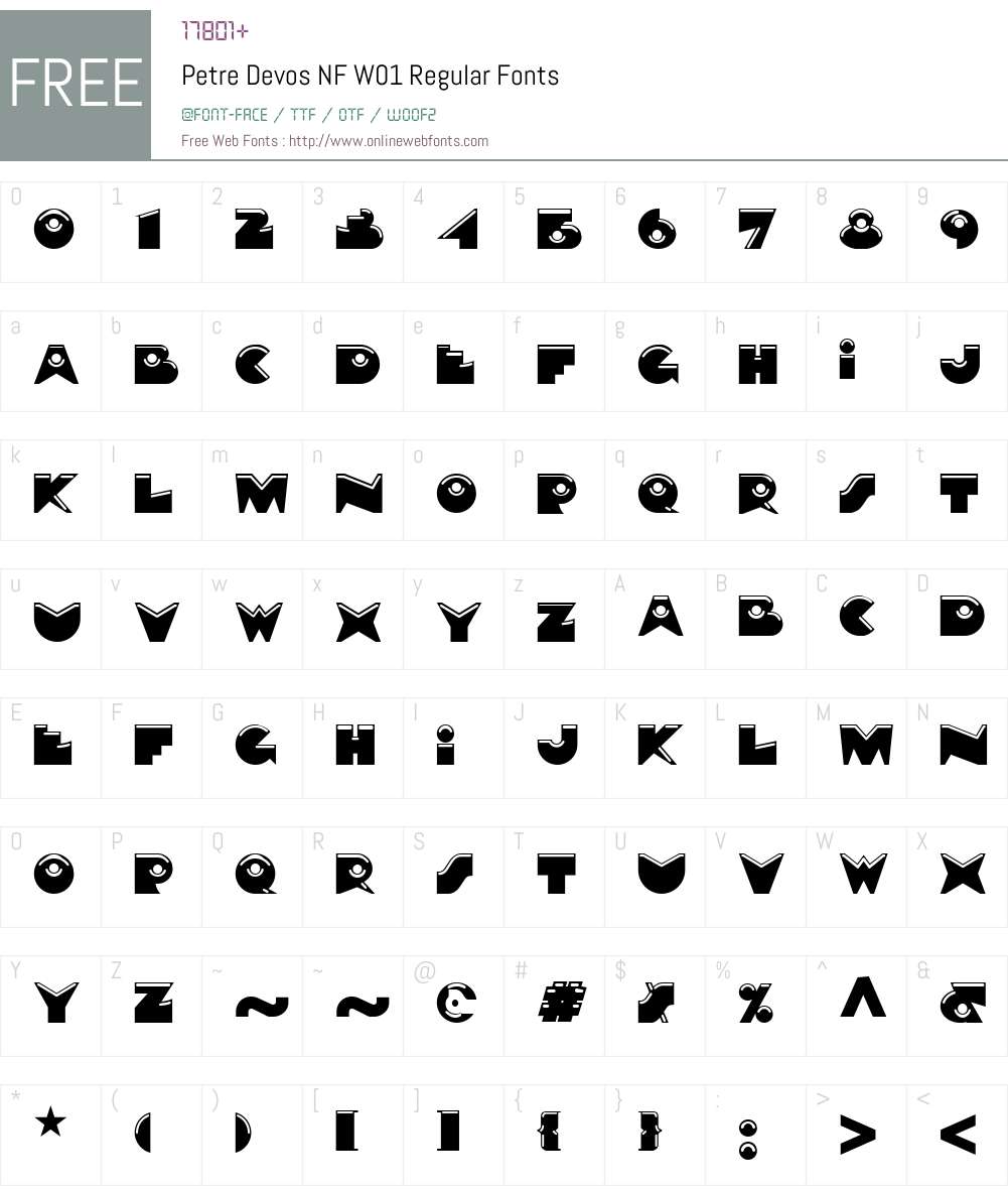PetreDevosNFW01-Regular Font Screenshots