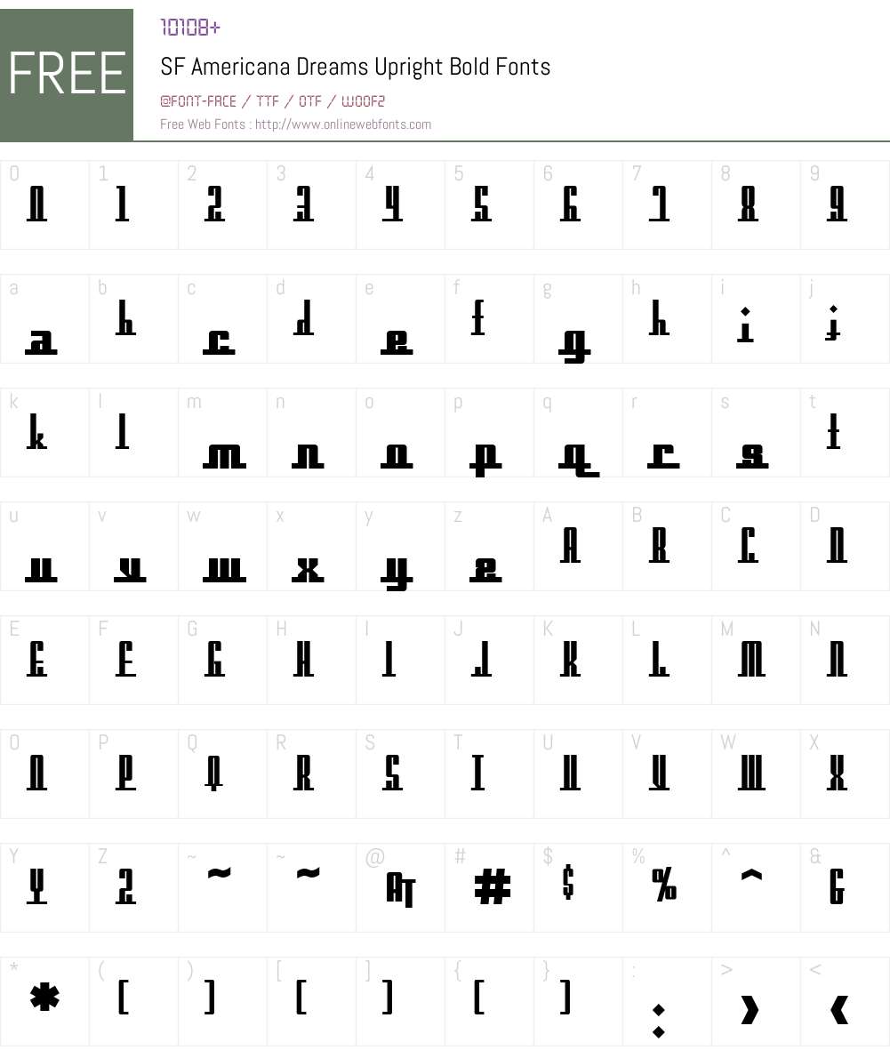SF Americana Dreams Upright Font Screenshots
