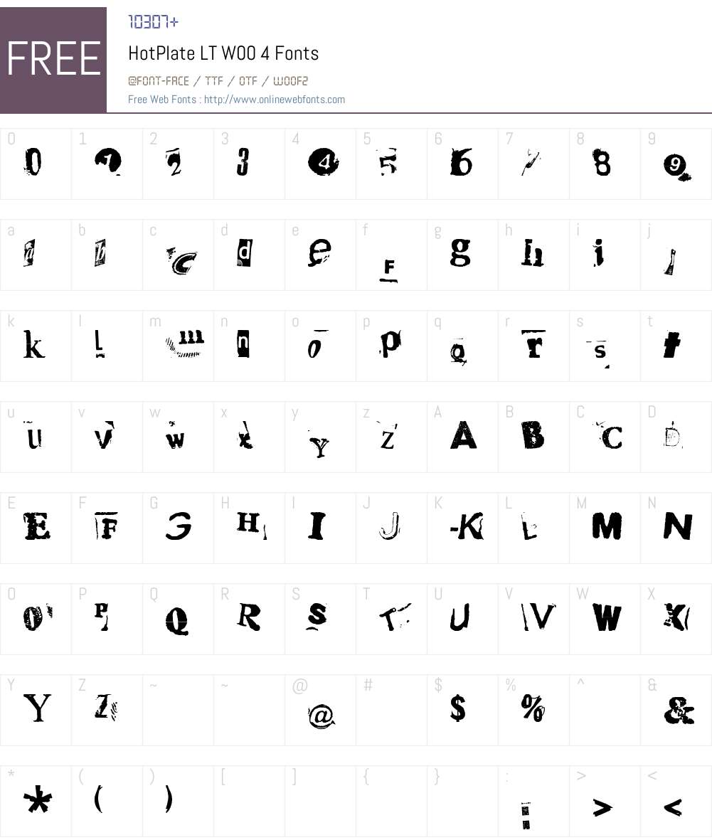 HotPlateLTW00-4 Font Screenshots