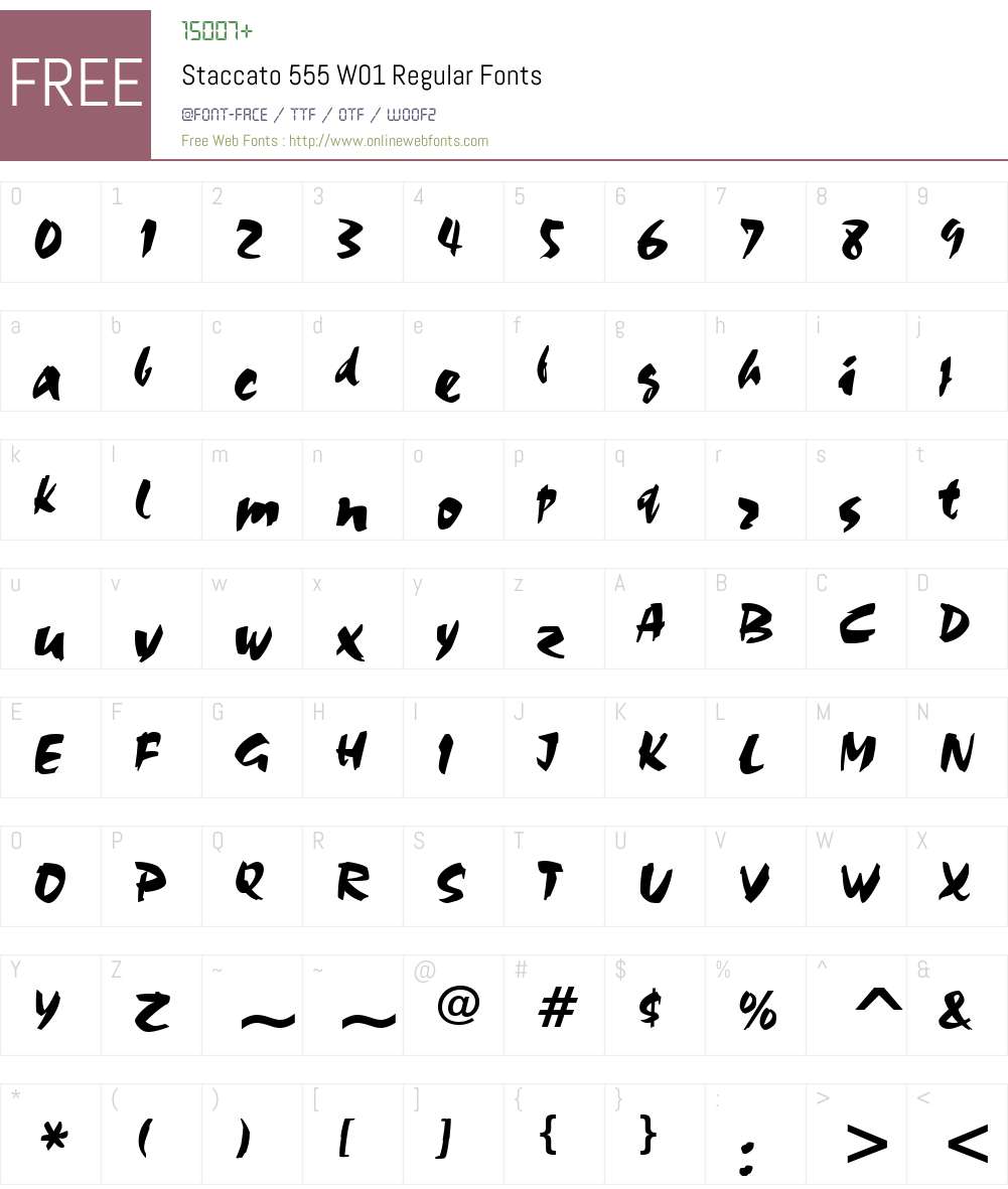 Staccato555W01-Regular Font Screenshots