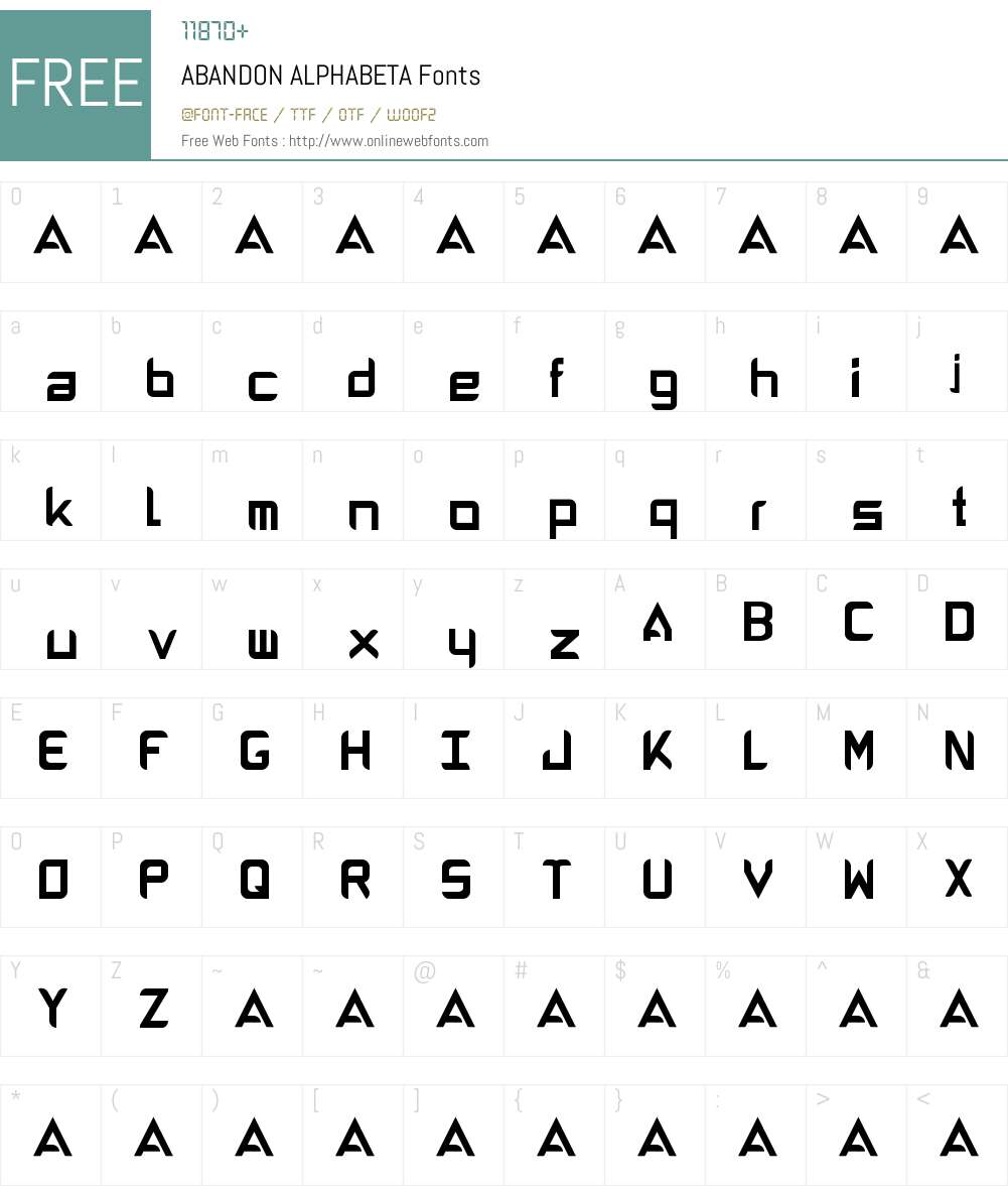 ABANDON ALPHABETA Font Screenshots