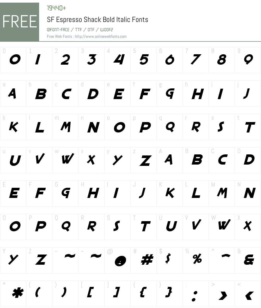 SF Espresso Shack Font Screenshots