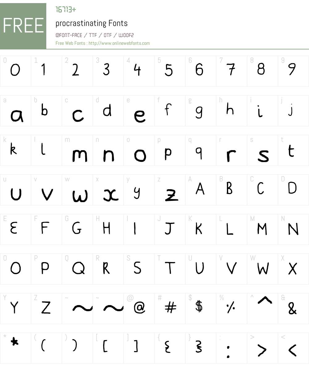 procrastinating Font Screenshots