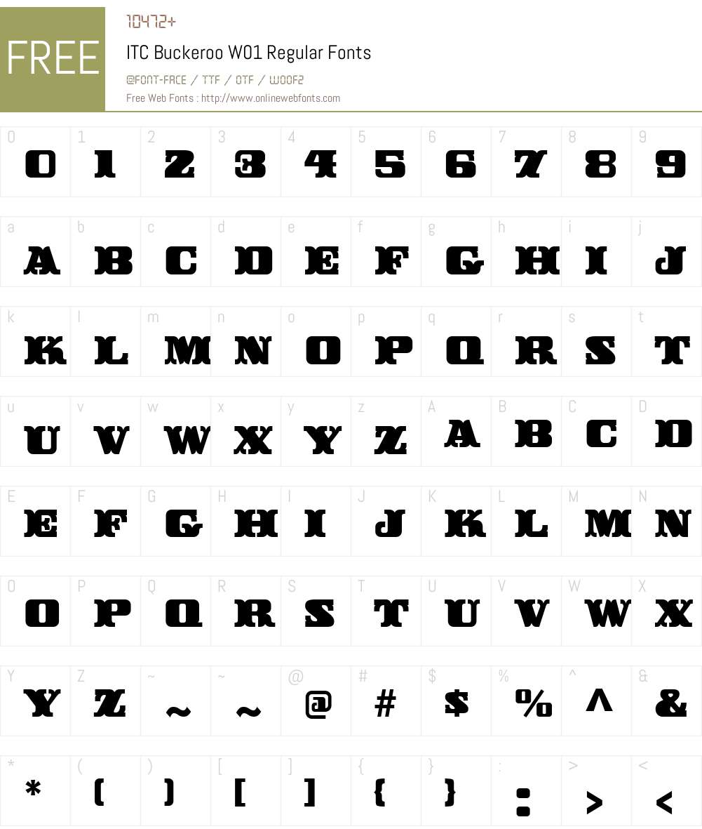 ITCBuckerooW01-Regular Font Screenshots