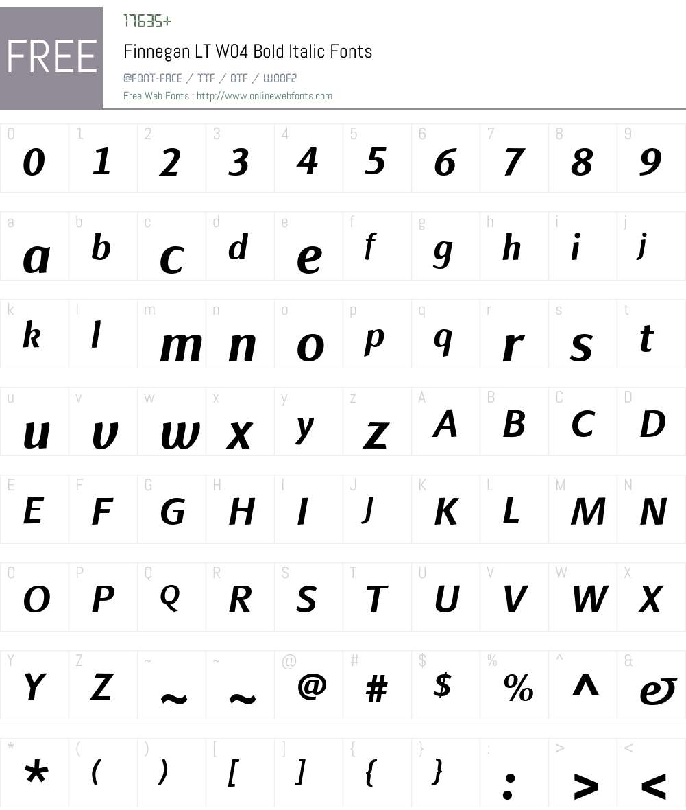 Finnegan Font Screenshots