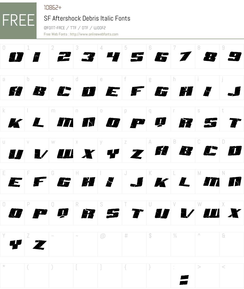 SF Aftershock Debris Font Screenshots