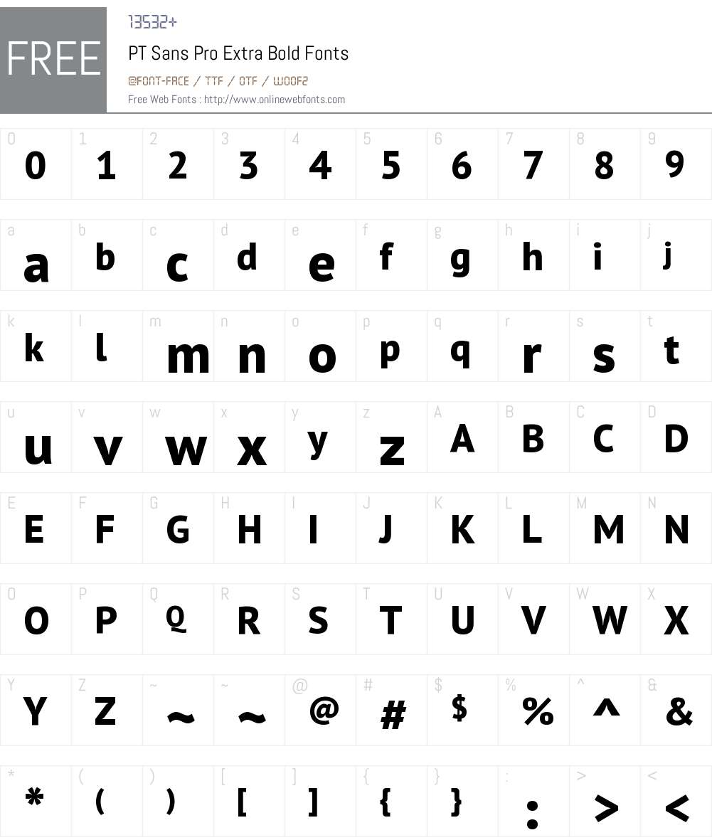 PTSansPro-ExtraBold Font Screenshots