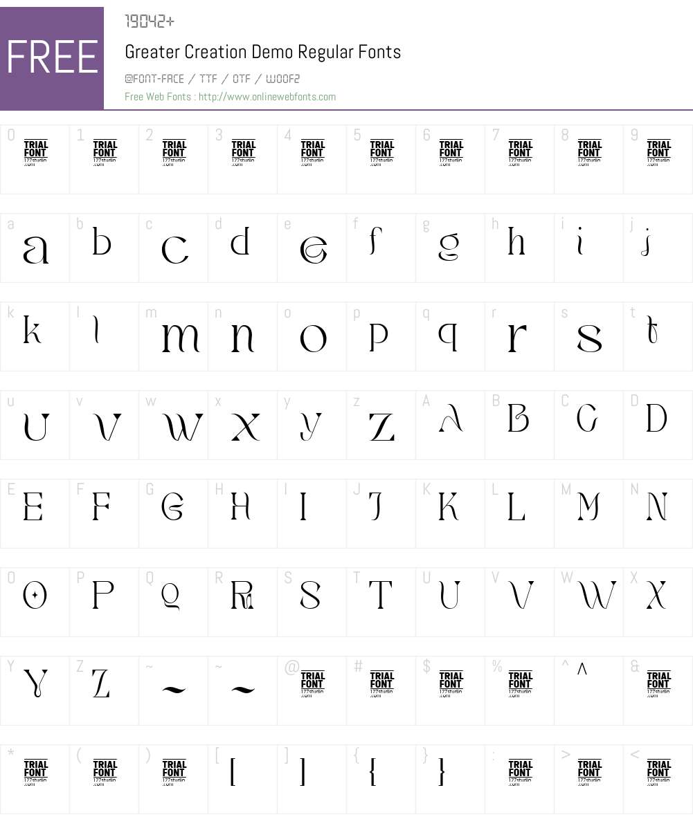 Greater Creation Demo 1.001 Fonts Free Download - OnlineWebFonts.COM