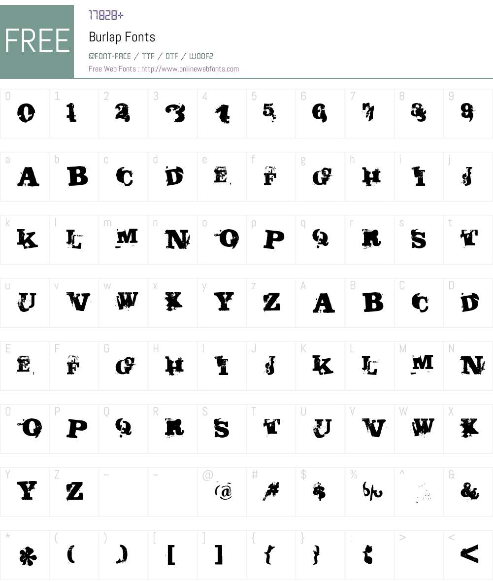 Burlap Font Screenshots