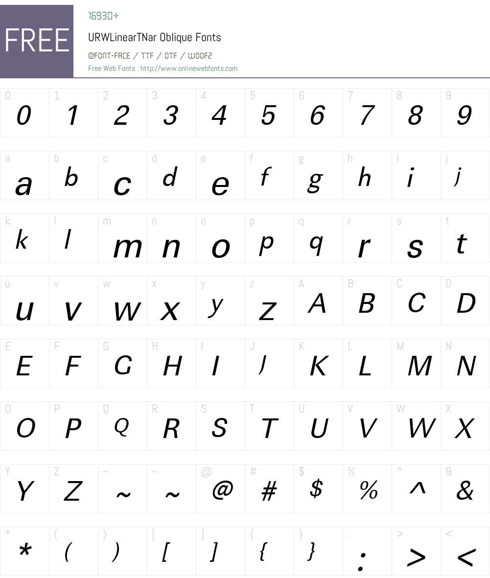 URWLinearTNar Font Screenshots