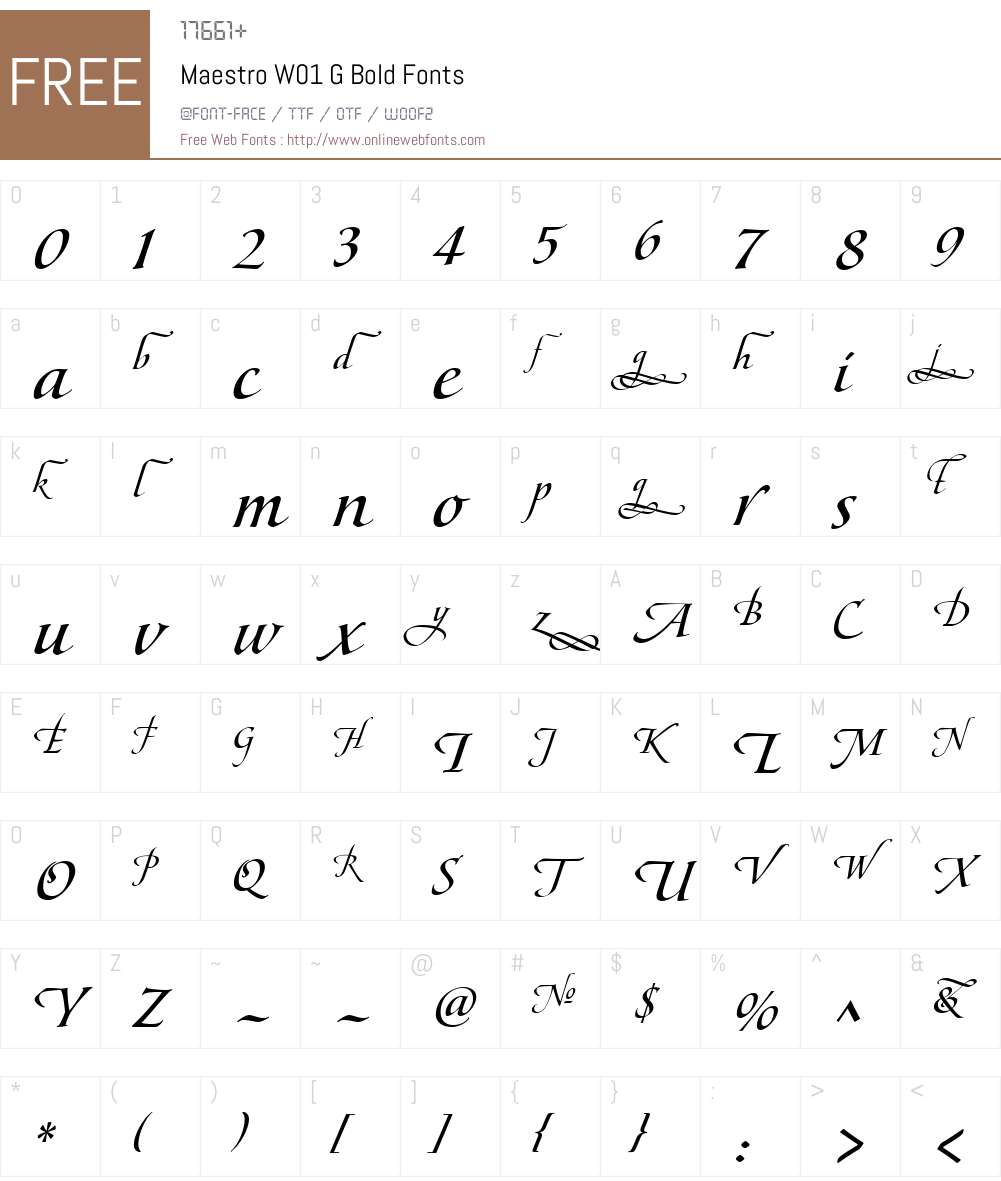 MaestroW01-GBold Font Screenshots