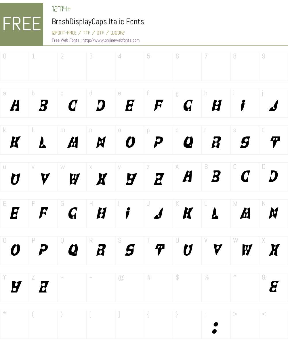 BrashDisplayCaps Font Screenshots