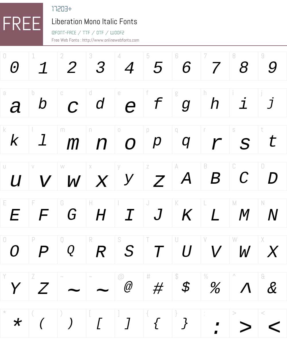 Liberation Mono Font Screenshots