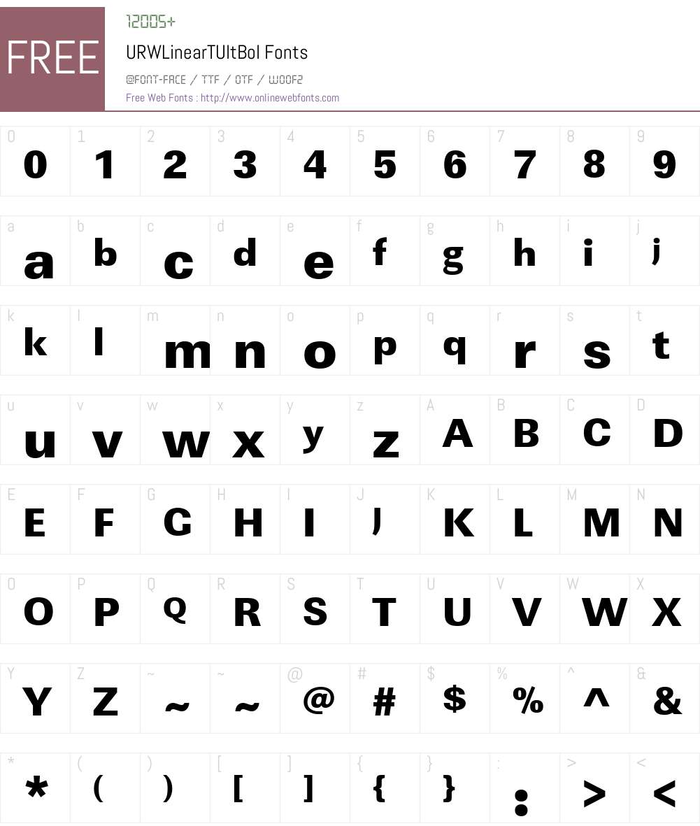 URWLinearTUltBol Font Screenshots
