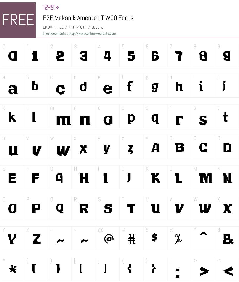 F2FMekanikAmenteLTW00 Font Screenshots