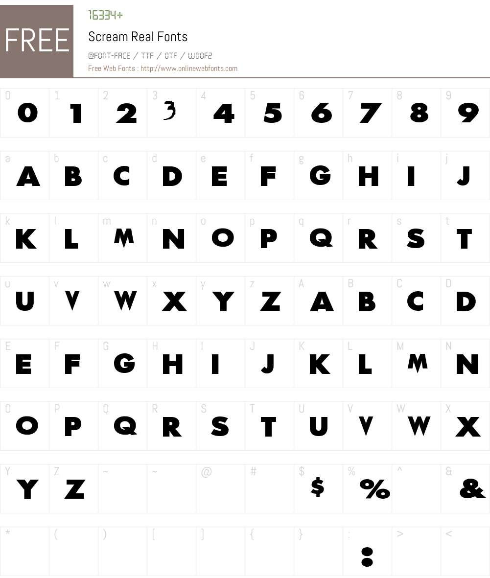 Scream Real Font Screenshots