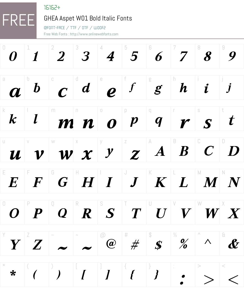 GHEAAspetW01-BoldItalic Font Screenshots