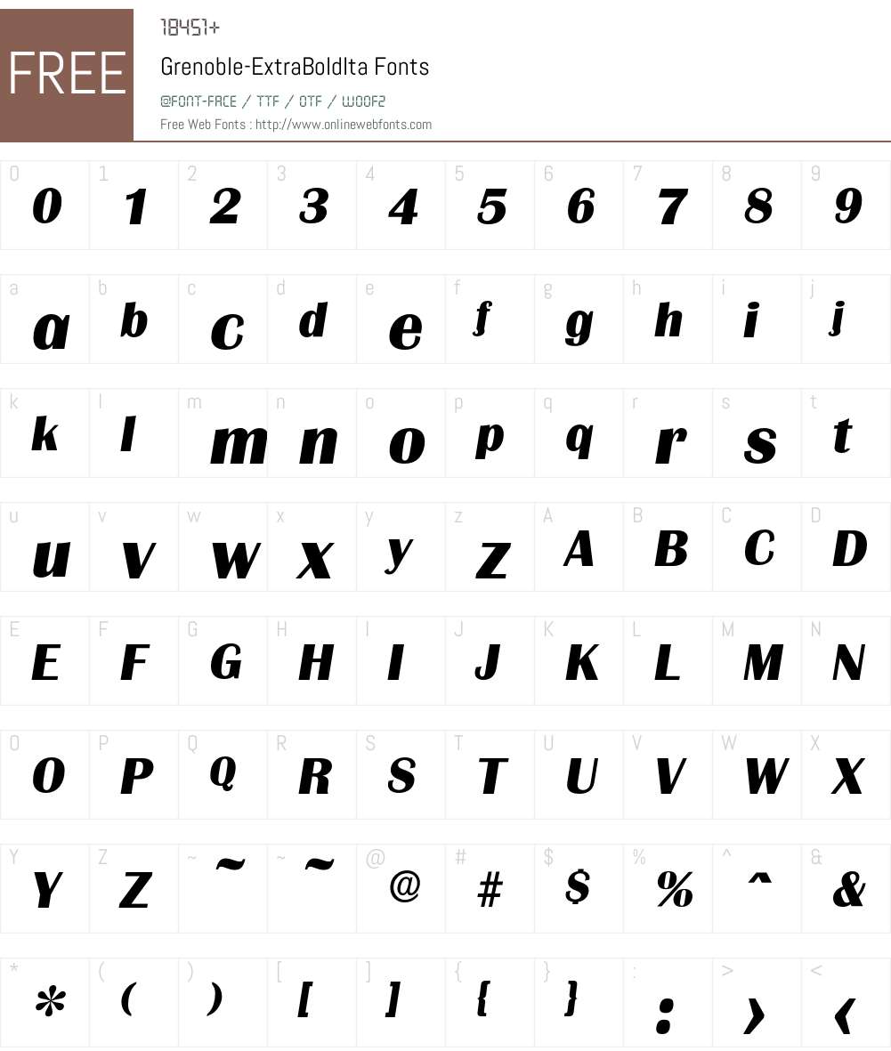 Grenoble-ExtraBoldIta Font Screenshots
