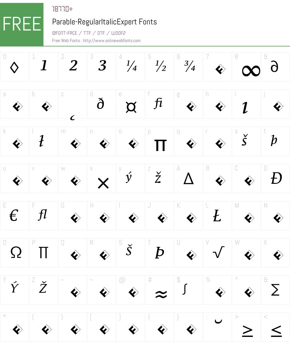 Parable-RegularItalicExpert Font Screenshots