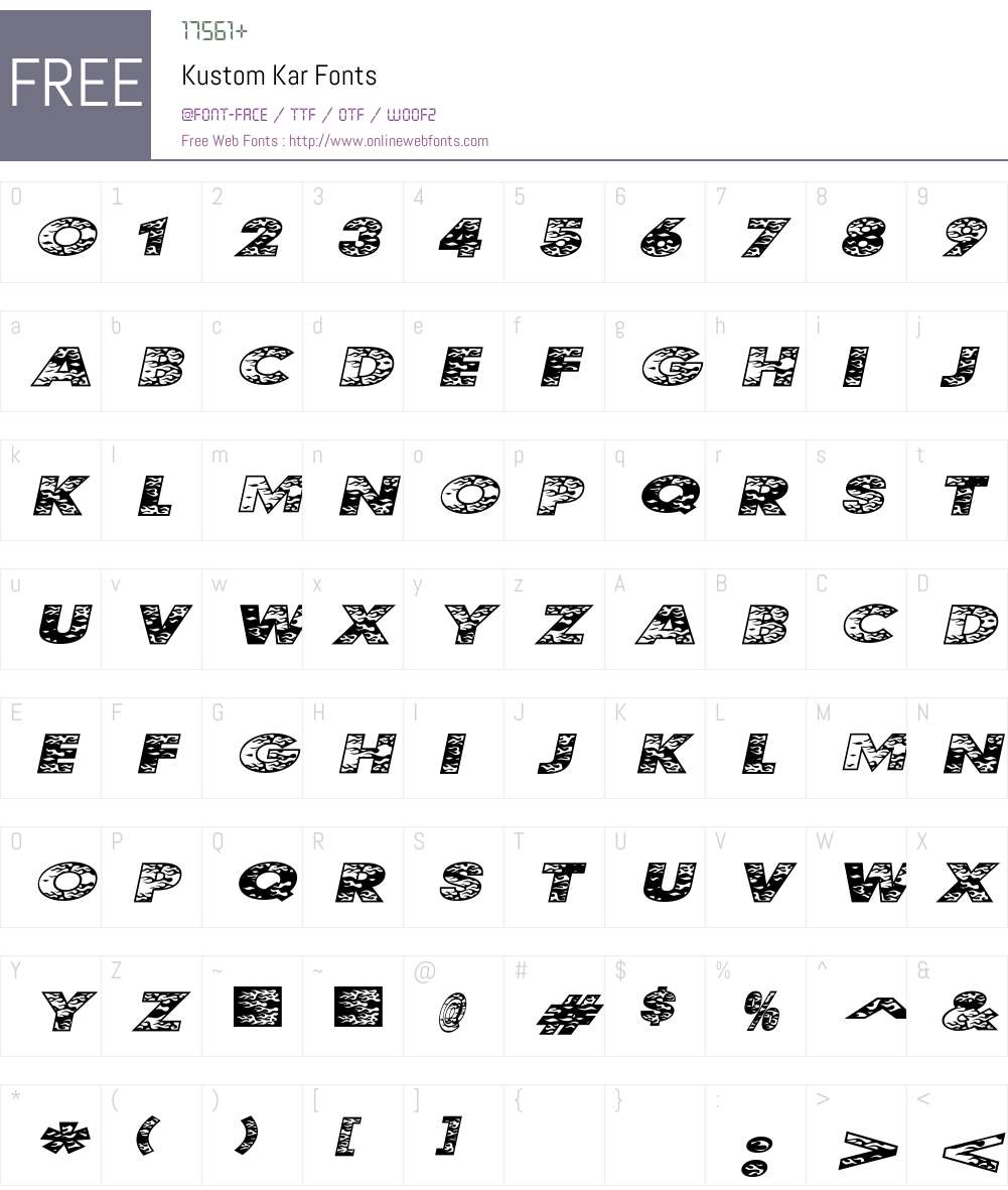 Kustom Kar Font Screenshots
