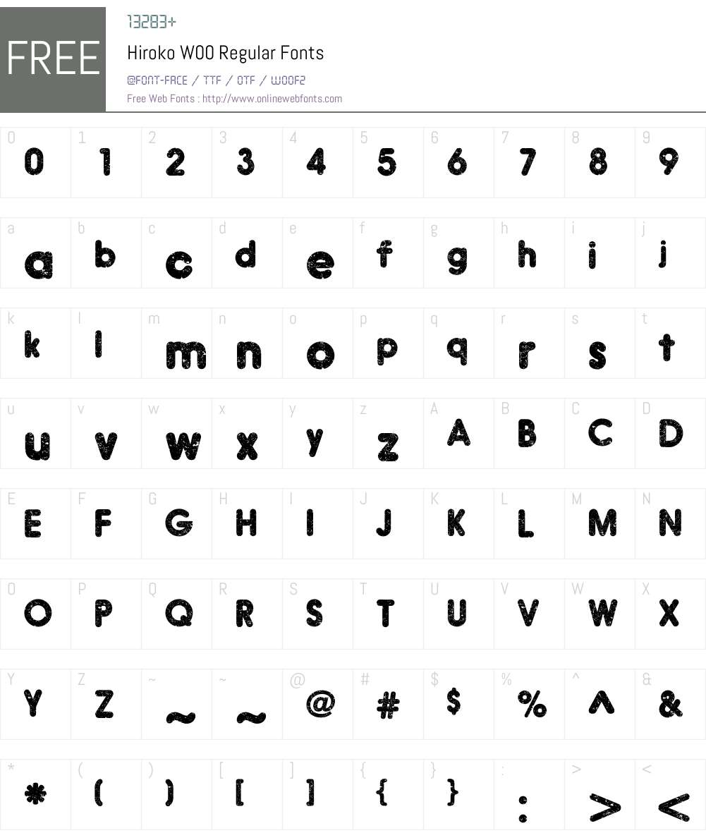 HirokoW00-Regular Font Screenshots