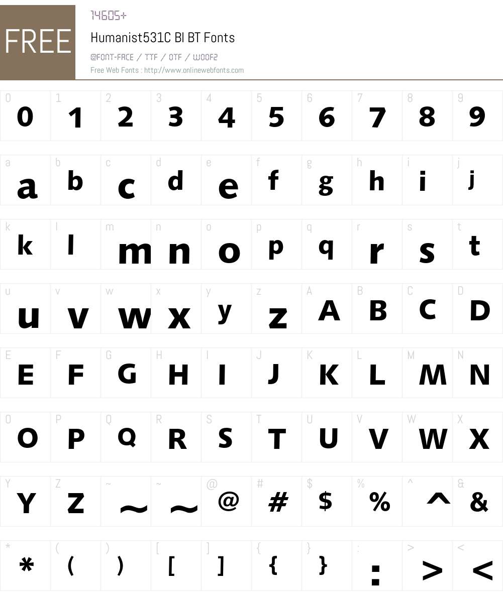 Humanist531C Bl BT Font Screenshots