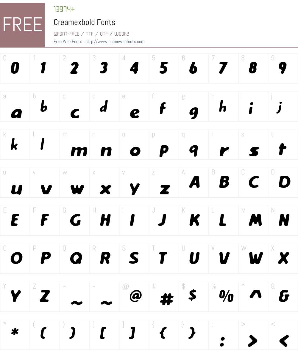 Creamexbold Font Screenshots
