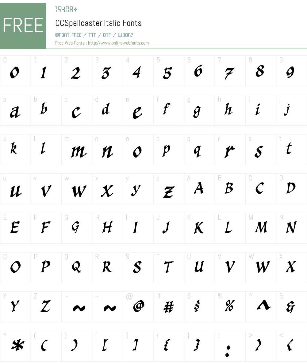 CCSpellcaster-Italic Font Screenshots