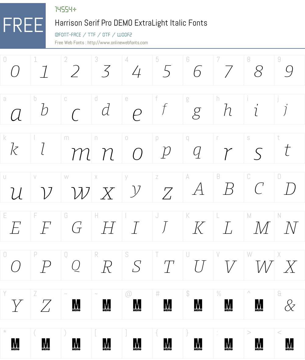 Harrison Serif Pro DEMO ExLight 1.000;PS 001.000;hotconv 1.0.88;makeotf ...