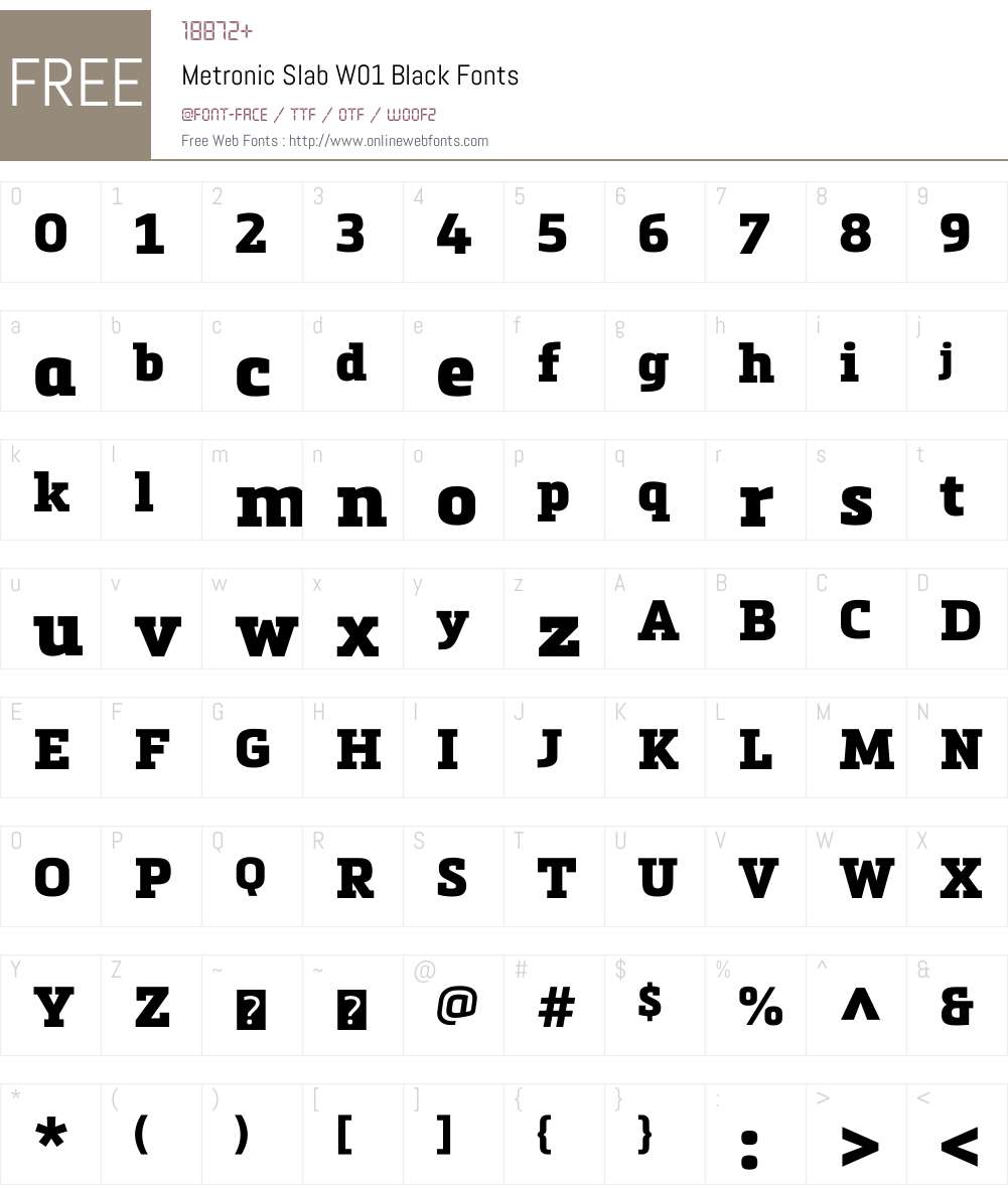 MetronicSlabW01-Black Font Screenshots