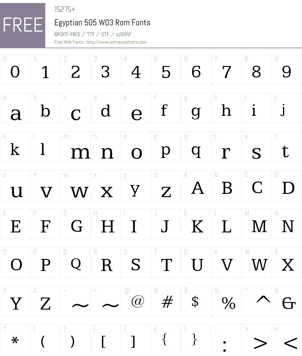 Egyptian 505 Font Screenshots