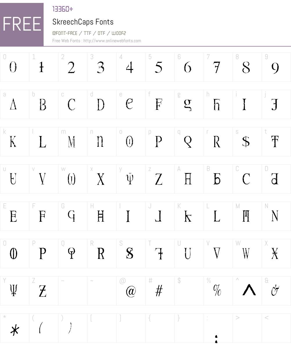 Skreech Font Screenshots