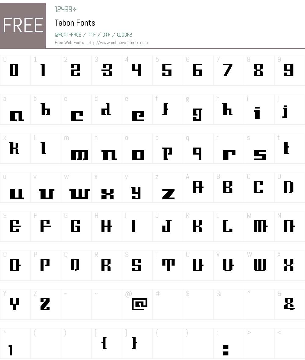 Tabon Font Screenshots