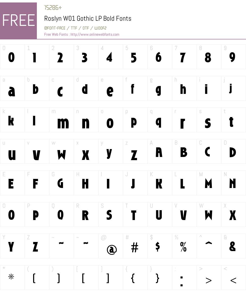 RoslynW01-GothicLPBold Font Screenshots