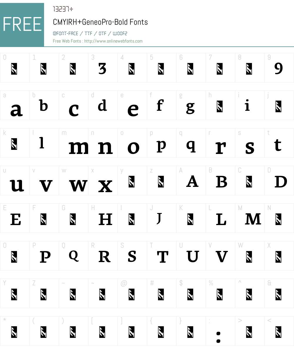 CMYIRH+GeneoPro-Bold Font Screenshots