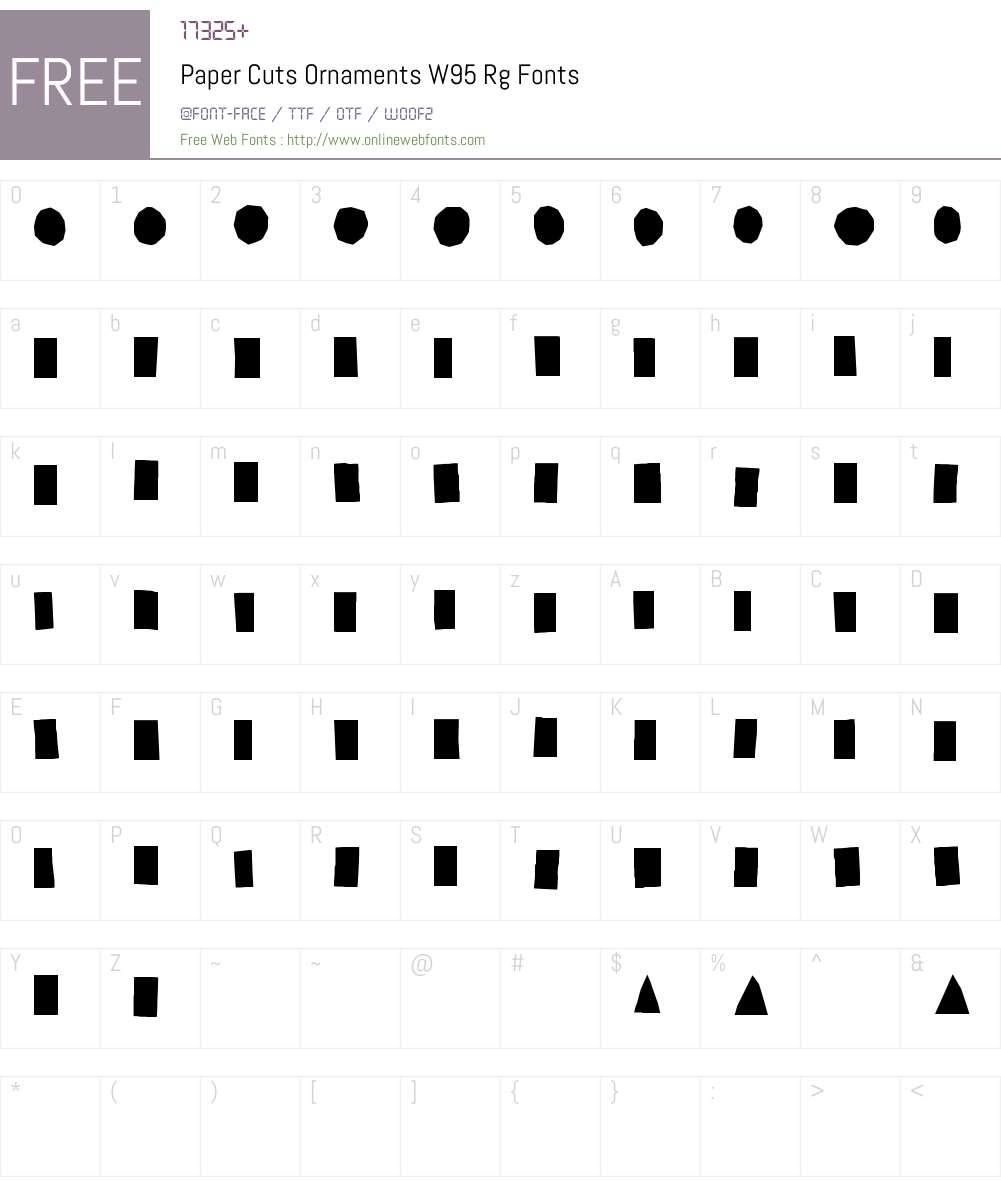 PaperCutsOrnamentsW95-Rg Font Screenshots