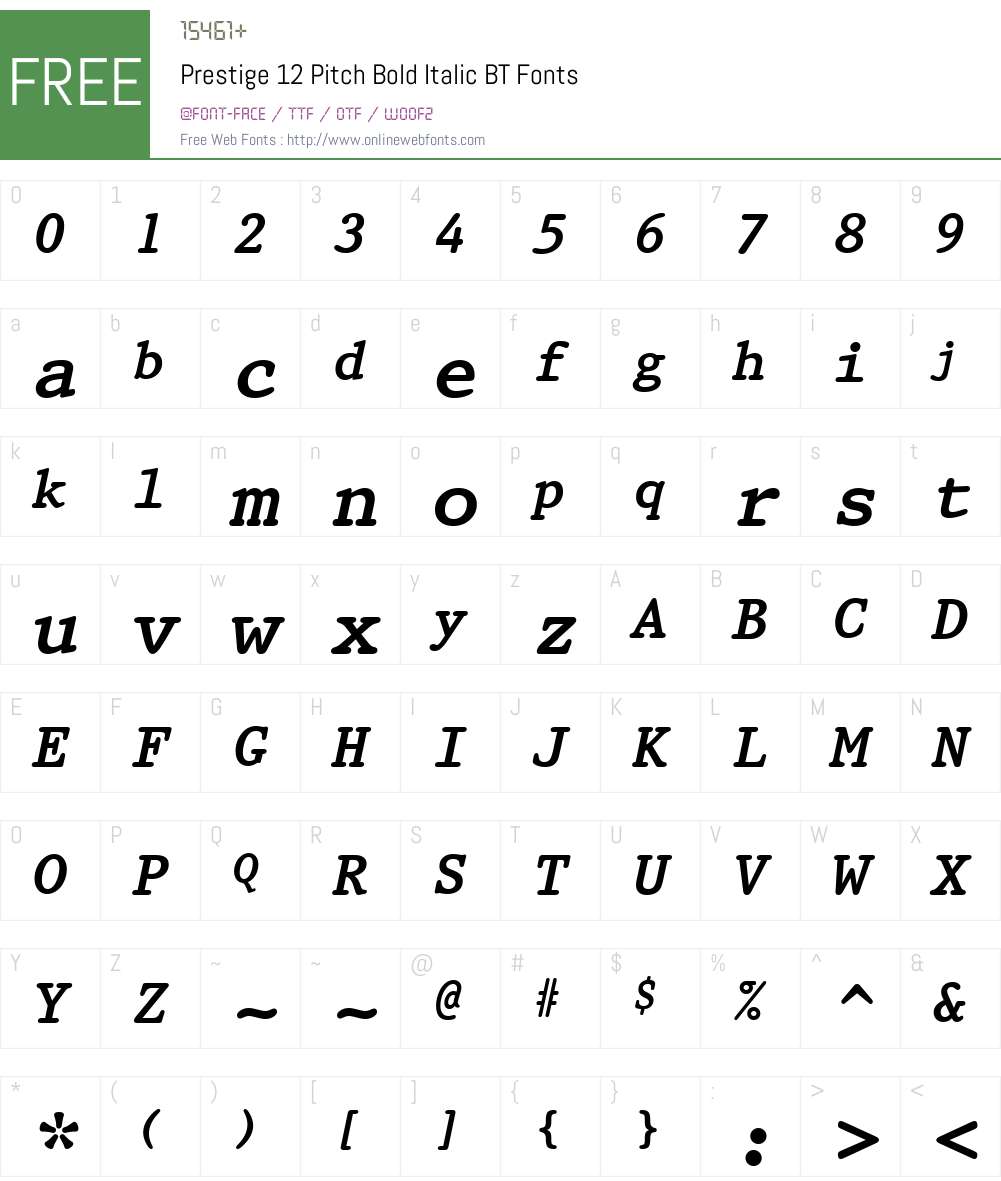 Prestige12 BT Font Screenshots