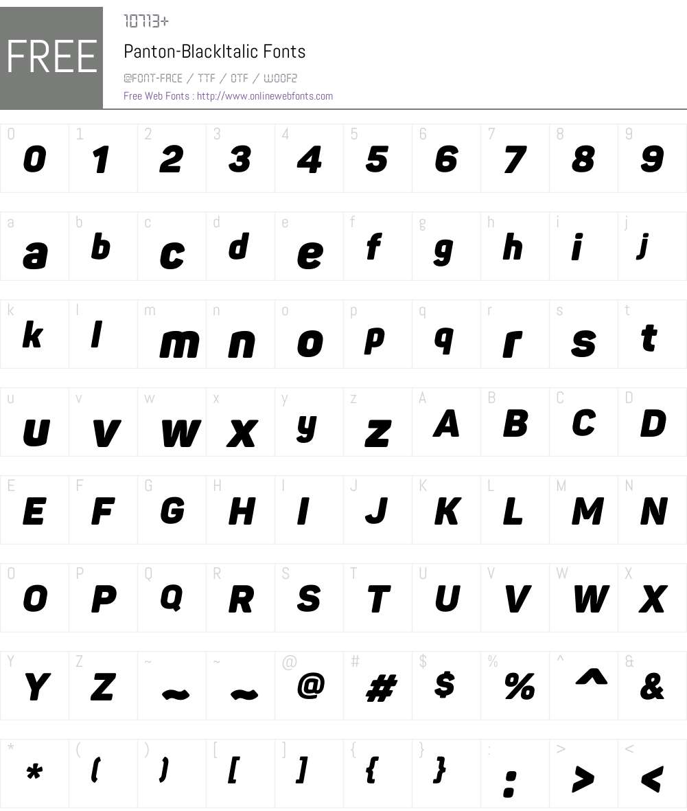 Panton-BlackItalic Font Screenshots