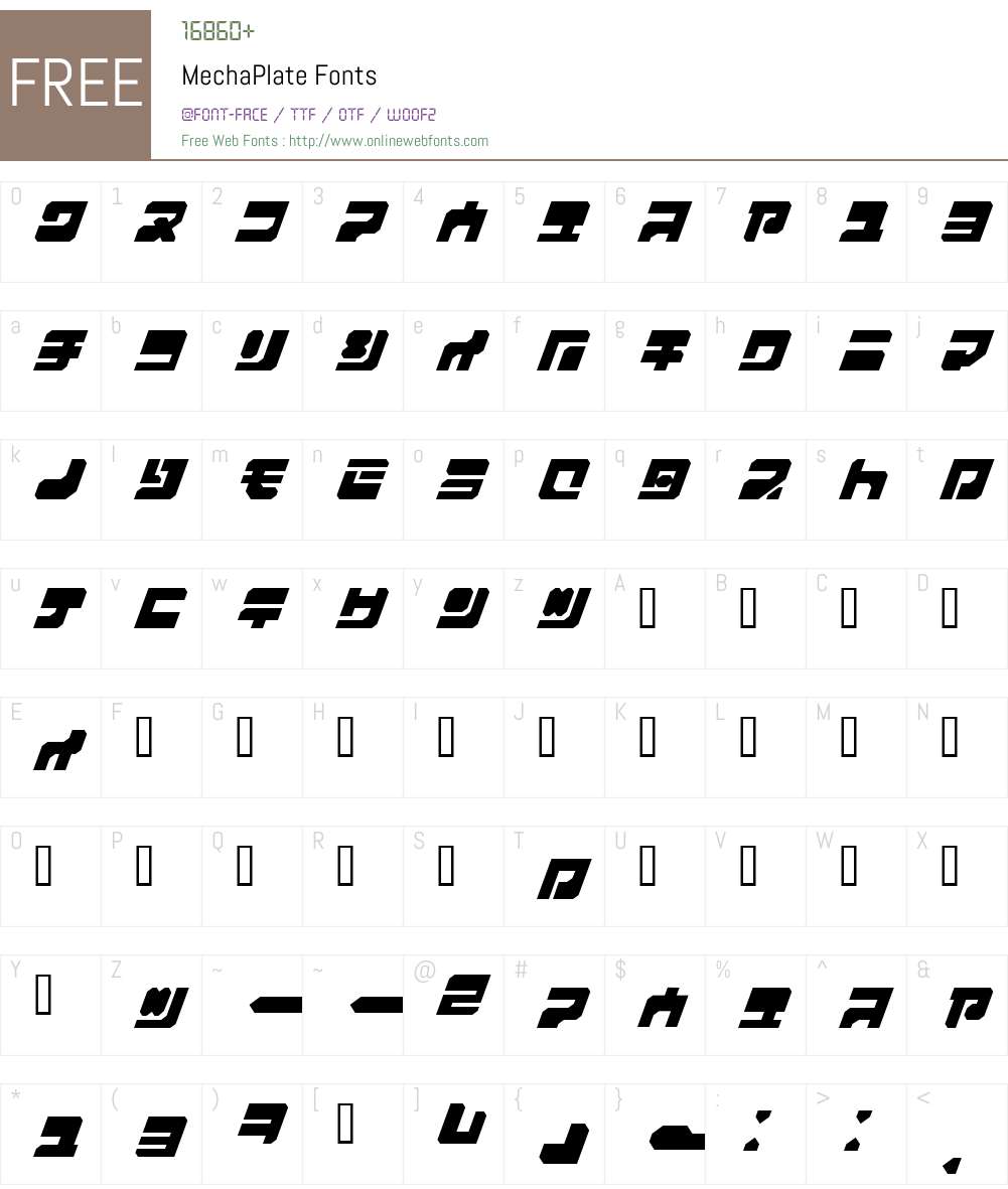 MechaPlate Font Screenshots