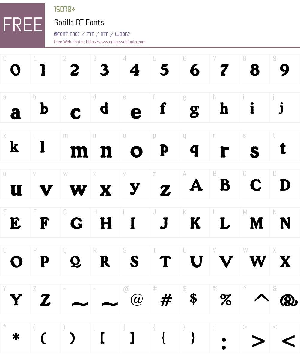 Gorilla BT Font Screenshots