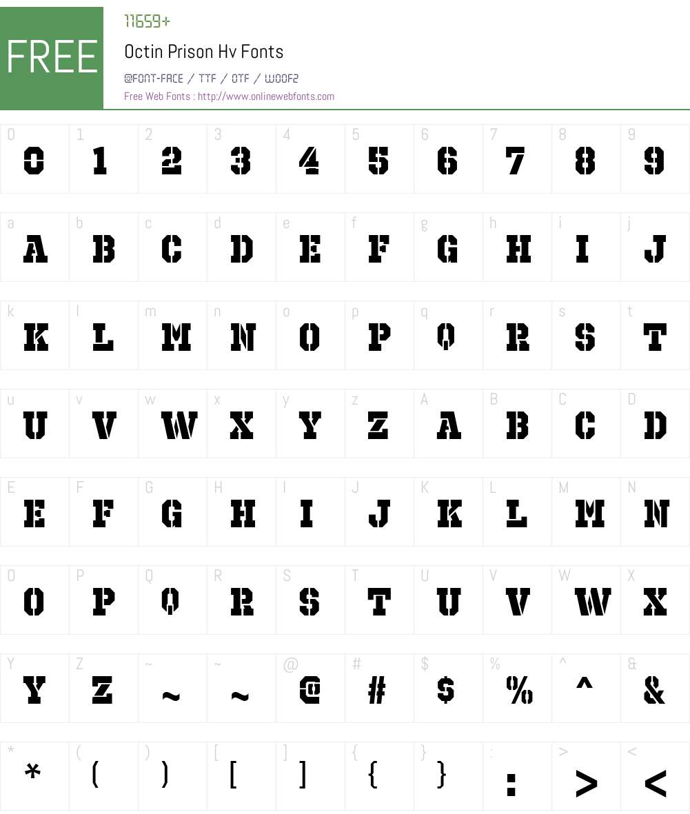 Octin Prison Font Screenshots